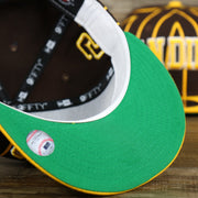The Green Undervisor on the San Diego Padres City Arch Pinstriped 9Fifty Snapback Cap | Brown 9Fifty Cap