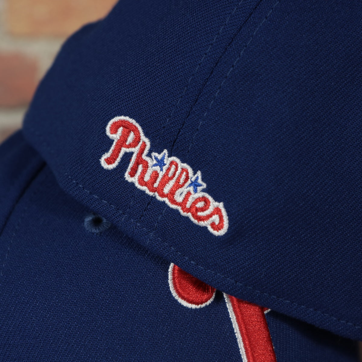phillies script on the Philadelphia Phillies Team Classic Phillies Wordmark 39Thirty Flexfit Cap | Blue 39Thirty Cap