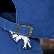 metal buckle on the Philadelphia Athletics 1924 Elephant Logo Retro Royal Blue Clean Up Dad Hat