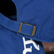metal buckle on the Philadelphia Athletics 1928 A Logo Retro Royal Blue Vintage MLB Cooperstown Dad Hat