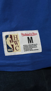nba label on the Philadelphia 76ers Hardwood Classics "Sixers" Script | Red/White/Royal Cotton Tank
