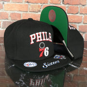 Philadelphia 76ers NBA Front Loaded "Sixers" script Green bottom Black Snapback Hat | Mitchell and Ness Snapback Cap