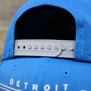 The Gray adjustable strap Detroit Lions Team Script Gray Bottom 9Fifty Snapback | Blue and Gray Snap Cap