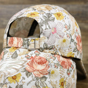 Adjustable strap and metallic buckle on the back of the Philadelphia Eagles All Over Sunflower Rose Floral Fall Flower Bloom Print Ladies Ball Cap