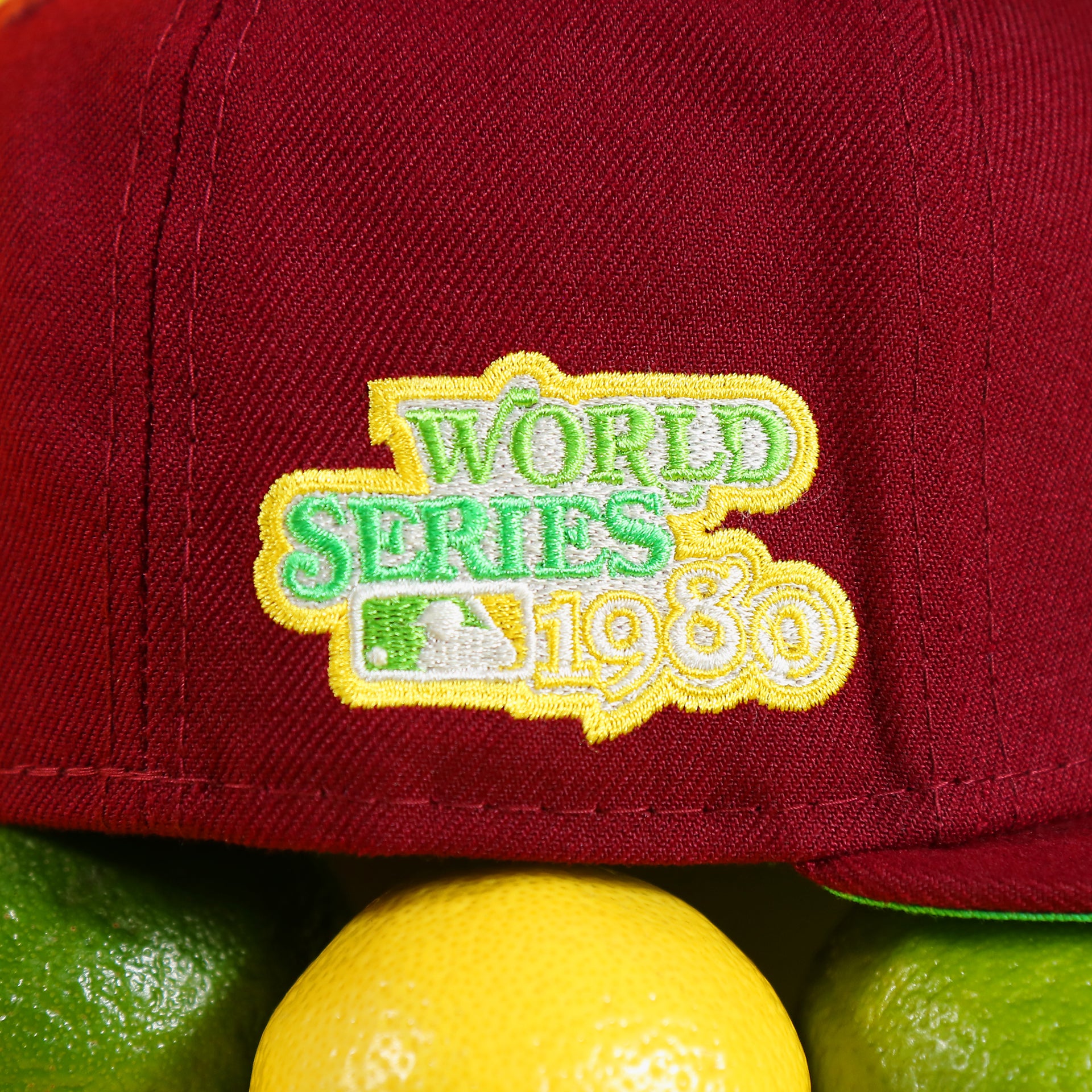 1980 World Series Side Patch on the Philadelphia Phillies 1980 World Series Side Patch "Citrus Pop" Green UV 59Fifty Fitted Cap
