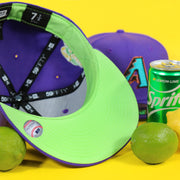 Green under visor and green sweatband of the Arizona Diamondbacks Cooperstown 2001 World Series Side Patch "Citrus Pop" Green UV 59Fifty Fitted Cap
