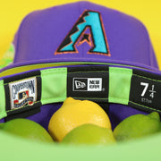 Green sweatband and green undervisor of the Arizona Diamondbacks Cooperstown 2001 World Series Side Patch "Citrus Pop" Green UV 59Fifty Fitted Cap