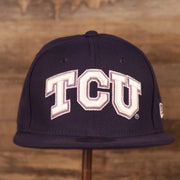 front of the TCU Horned Frogs Purple Adjustable Snapback Cap