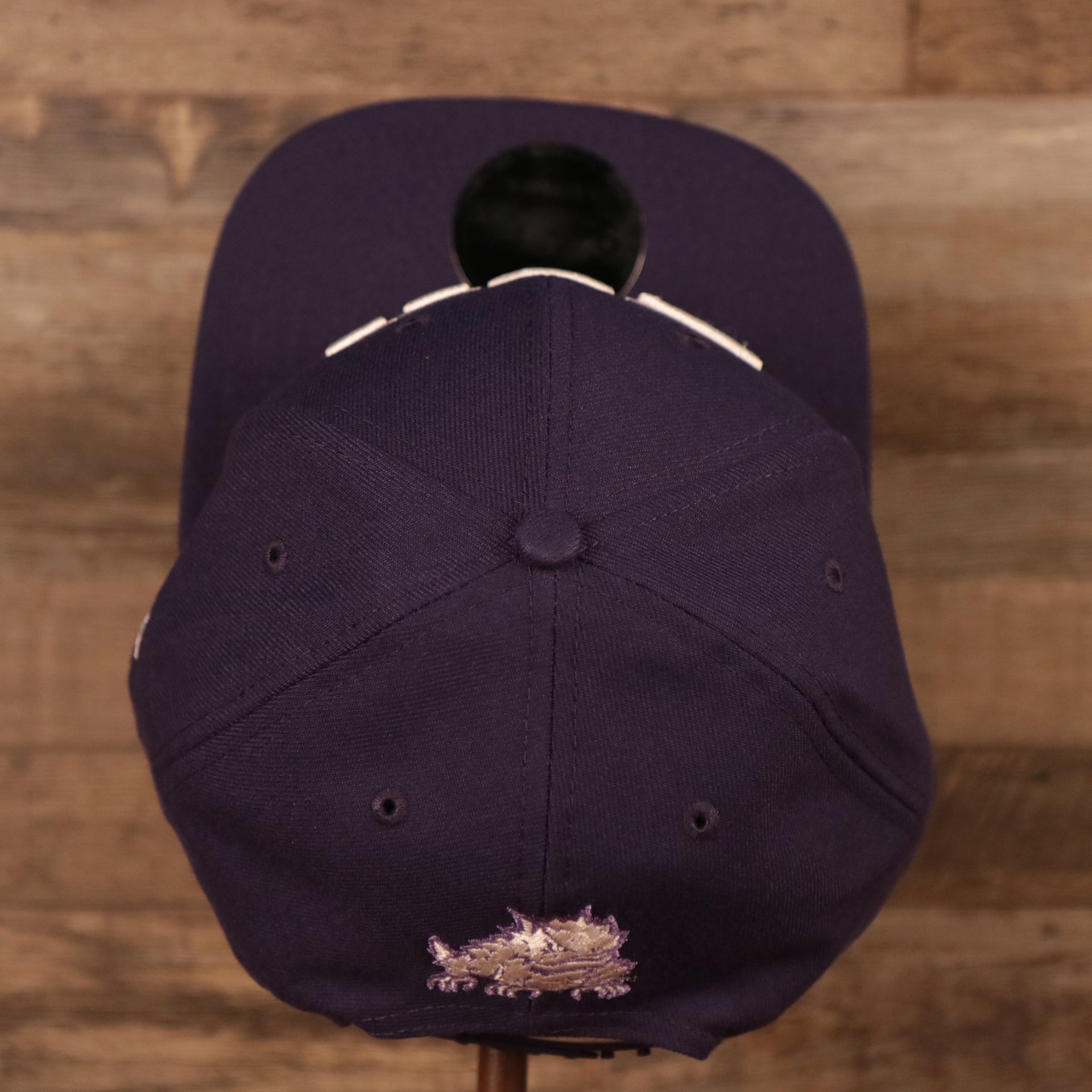 top view of the TCU Horned Frogs Purple Adjustable Snapback Cap