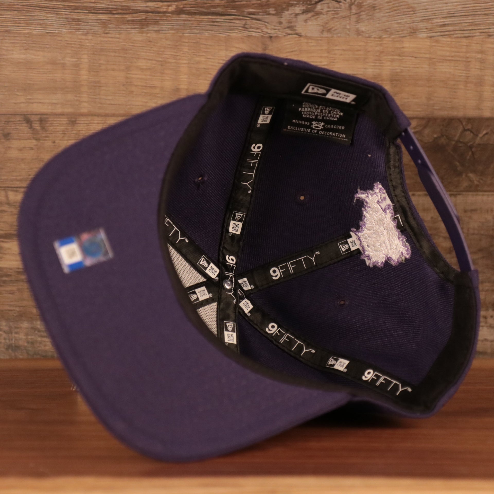 under view of the TCU Horned Frogs Purple Adjustable Snapback Cap