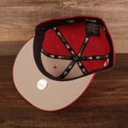 Grey under visor of the Philadelphia Phillies Iced Out Side Patch Bell 1776 Gray Bottom 59Fifty Fitted Cap
