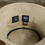 47 brand label and mlb label on the New York Yankees Small Brim Bucket Hat | Khaki Bucket Hat