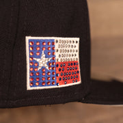 Close up of the Texas Flag side patch on the Houston Astros Iced Out Side Patch Cactus Texas Flag Gray Bottom 59Fifty Fitted Cap