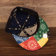 Multi color under visor of the Los Angeles Dodger Multi-Color Paisley Bandana Under Brim 59Fifty Fitted Cap