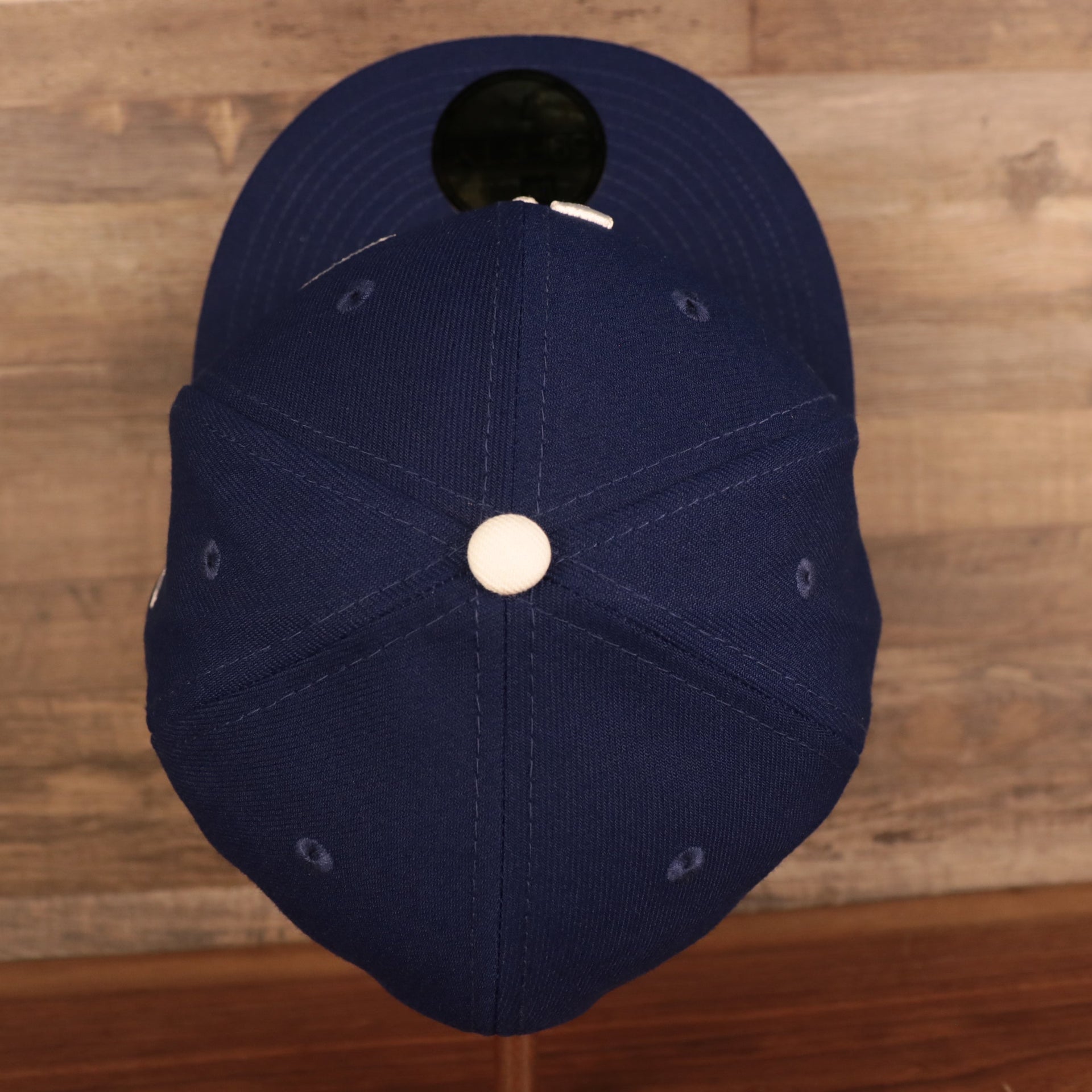 Top down view of the Los Angeles Dodger Multi-Color Paisley Bandana Under Brim 59Fifty Fitted Cap