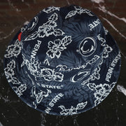 top side of the Penn State Nittany Lions Floral Aloha Print Navy Bucket Hat | Reyn Spooner