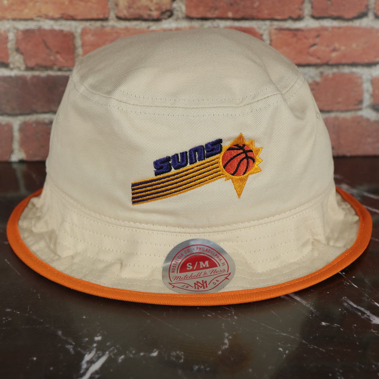 Phoenix Suns Hardwood Classics Vintage Logo Off White Bucket Hat