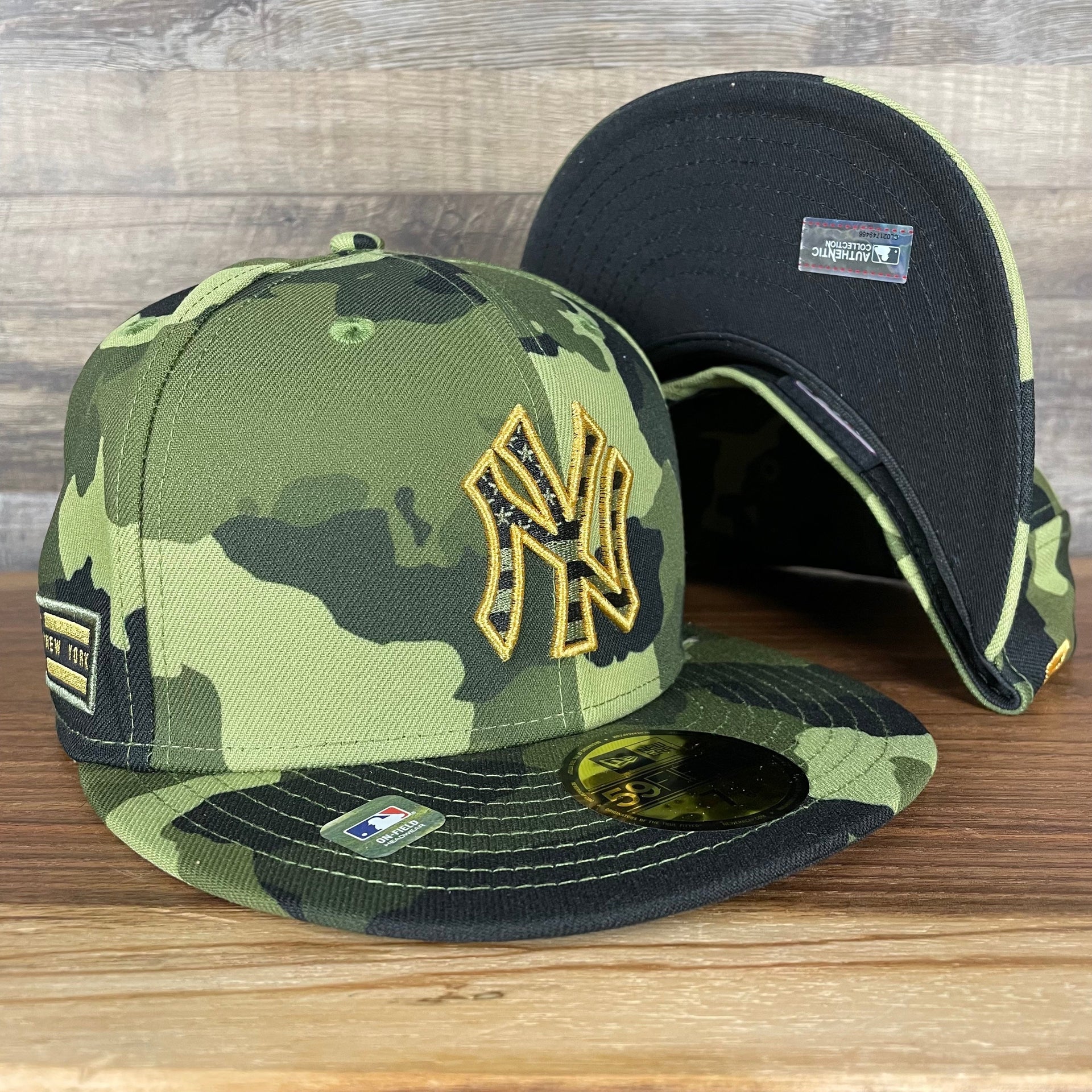 The New York Yankees 2022 Armed Forces Day / Memorial Day Side Patch 59Fifty Fitted Cap | Camo