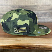 The wearer's right on the Philadelphia Phillies 2022 Armed Forces Day / Memorial Day Side Patch 9Fifty Snapback