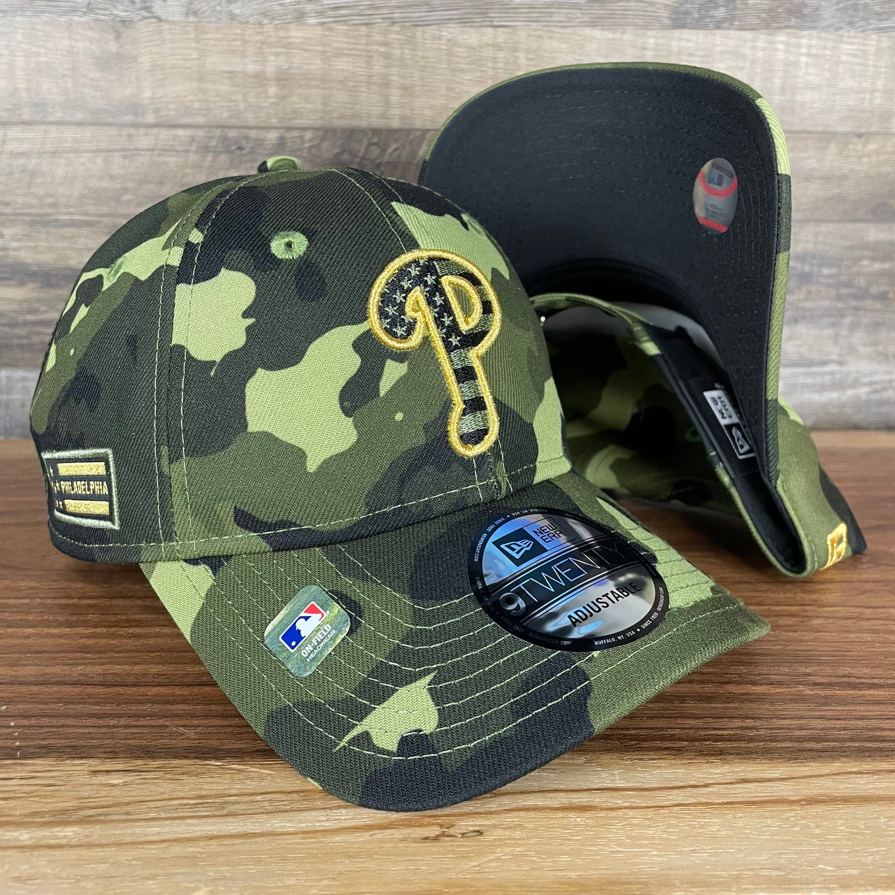 Philadelphia Phillies 2022 Armed Forces Day / Memorial Day Side Patch 9Twenty Dad Hat | Camo
