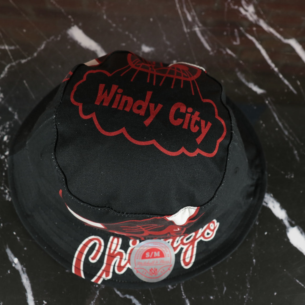 Chicago Bulls All Over Vintage Logo Cut Up Bucket Hat | Black