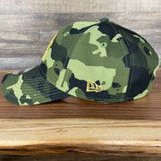 The wearer's left on the New York Yankees 2022 Armed Forces Day / Memorial Day Side Patch 9Twenty Dad Hat