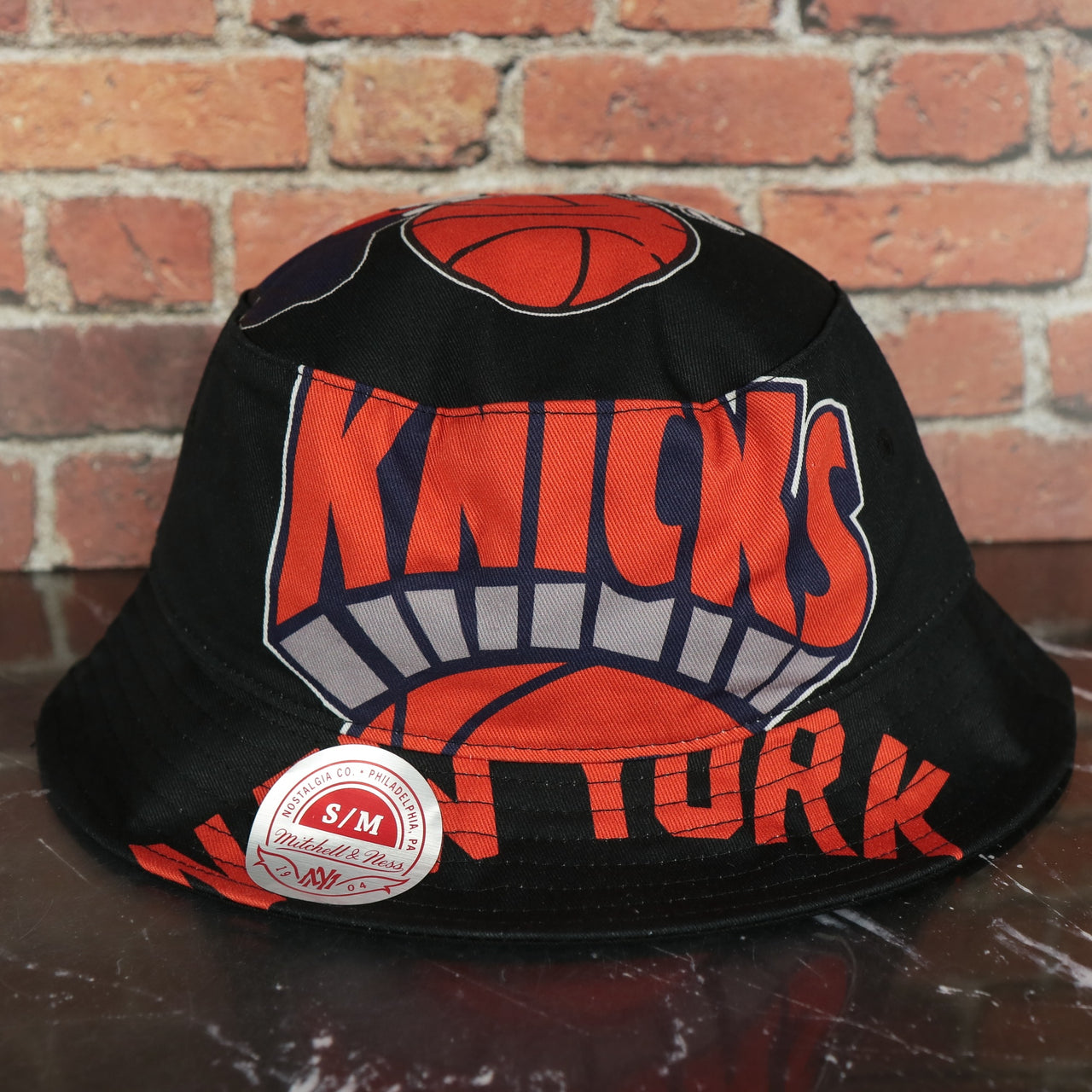 New York Knicks All Over Vintage Logo Cut Up Bucket Hat | Black