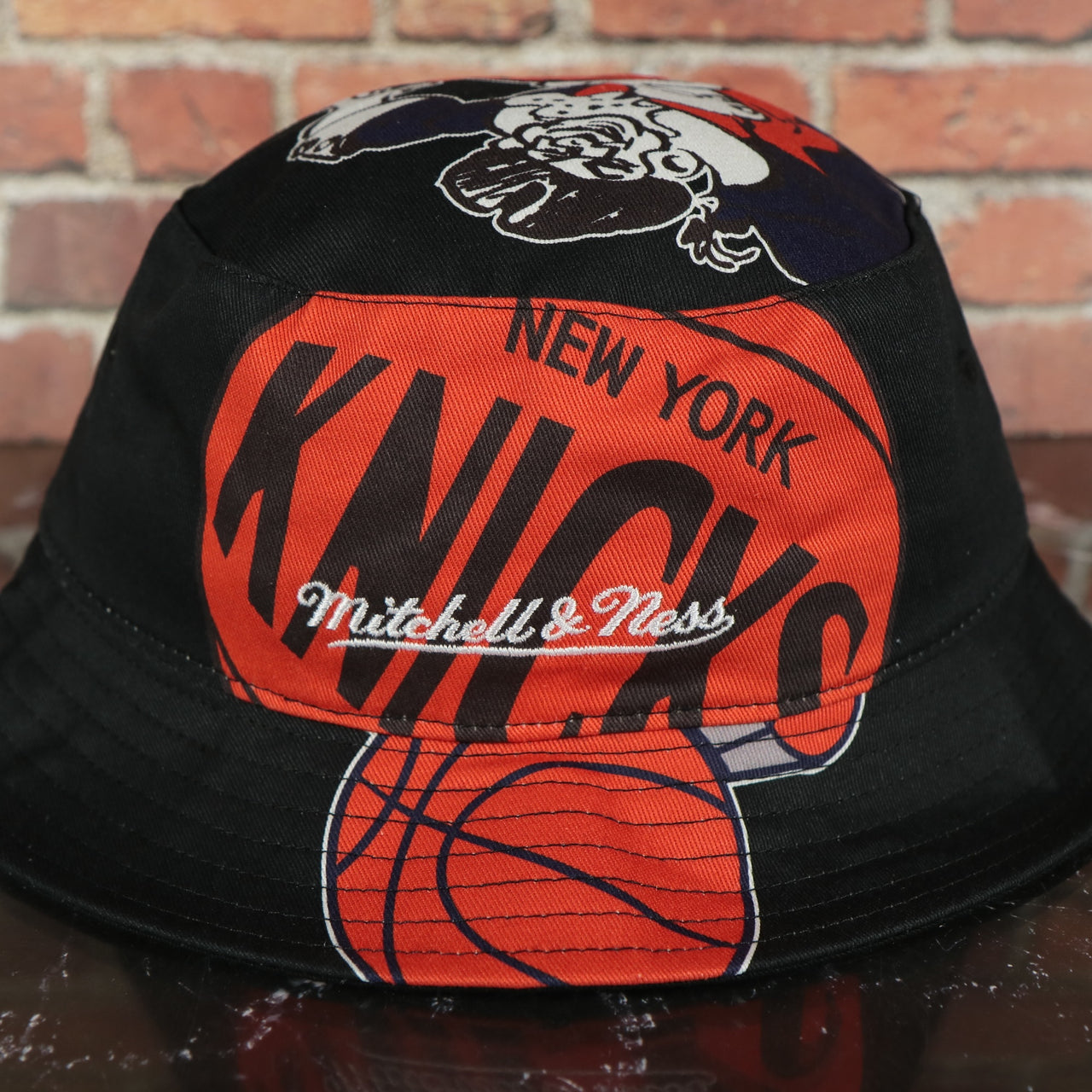 New York Knicks All Over Vintage Logo Cut Up Bucket Hat | Black
