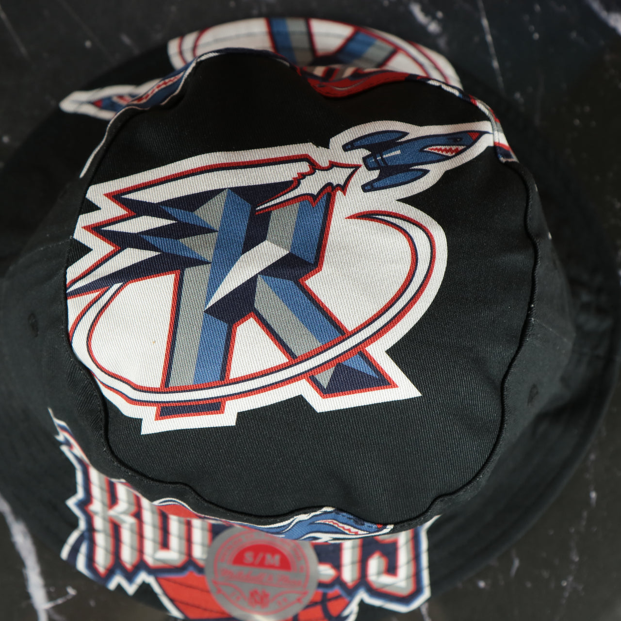 Houston Rockets All Over Vintage Logo Cut Up Bucket Hat | Black