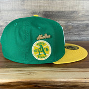 The wearer's right on the Oakland Athletics Cooperstown 5950 Day Side Patch Green Bottom 59Fifty Fitted Cap