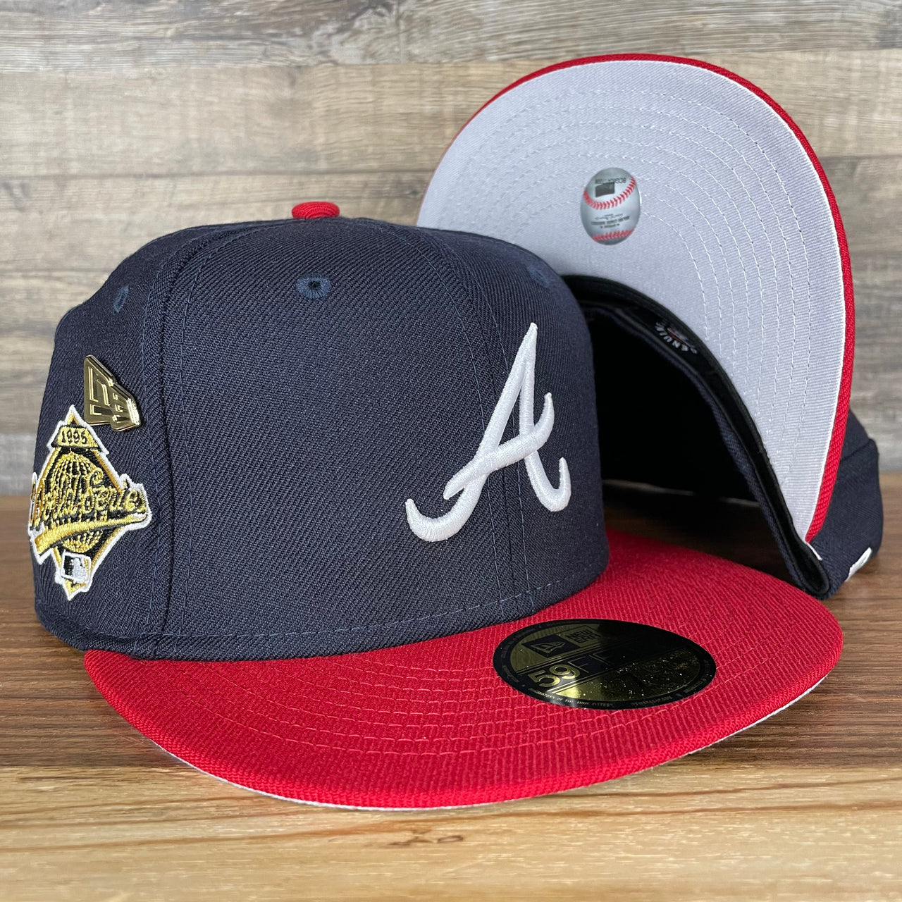 The Atlanta Braves Cooperstown 5950 Day Side Patch Gray Bottom 59Fifty Fitted Cap