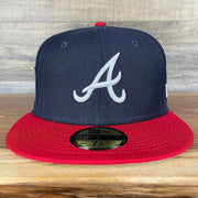 The front of the Atlanta Braves Cooperstown 5950 Day Side Patch Gray Bottom 59Fifty Fitted Cap