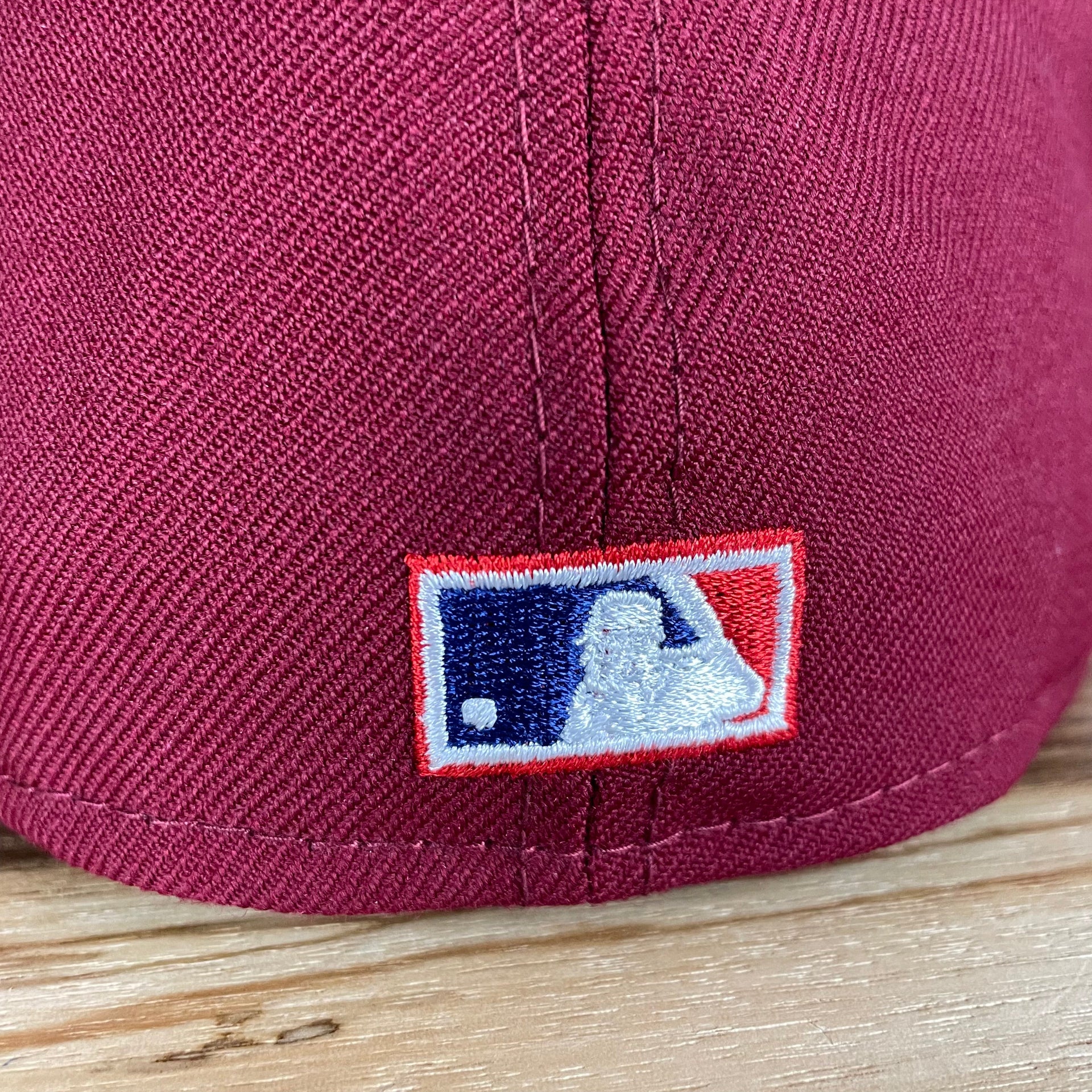 A close up of the Cooperstown MLB Batterman on the Philadelphia Phillies Cooperstown 5950 Day Side Patch Green Bottom 59Fifty Fitted Cap