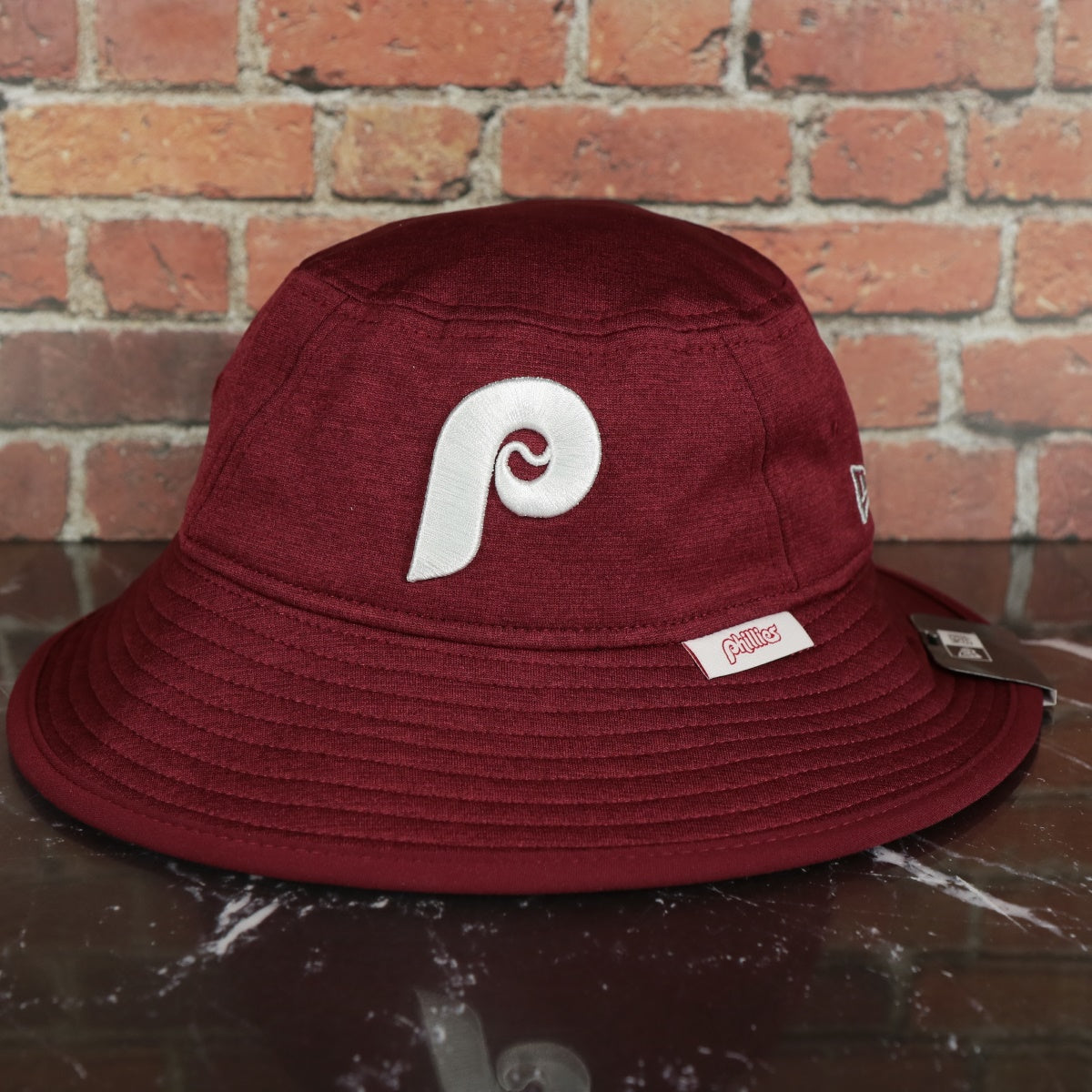 Philadelphia Phillies Cooperstown 1970 logo Bucket Hat | Maroon Heather Osfm