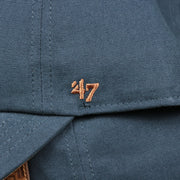 The 47 Brand logo on the Cooperstown Houston Astros Cooperstown Collection Side Patch Leather Brown Undervisor Dad Hat | Vintage Navy Dad Hat
