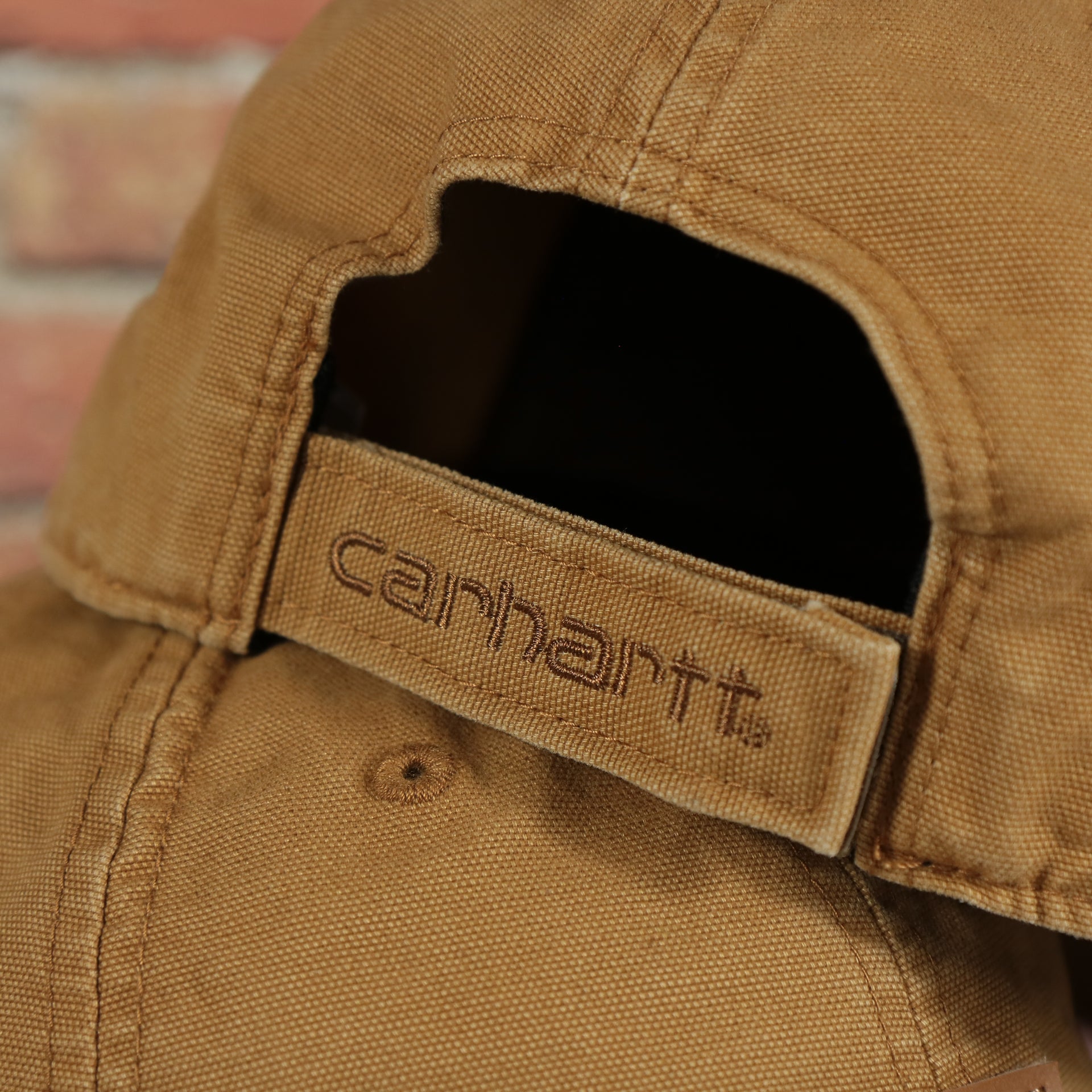 adjustable strap on the Carhartt Dad Hat | Carhartt Brown Baseball Cap