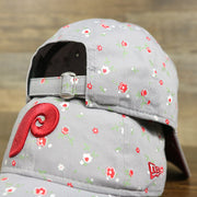 micro flower pattern on the Philadelphia Phillies Ladies Cooperstown Floral Bloom Micro Flower Pattern 9Twenty Dad Hat | Womens Floral Phillies Hat