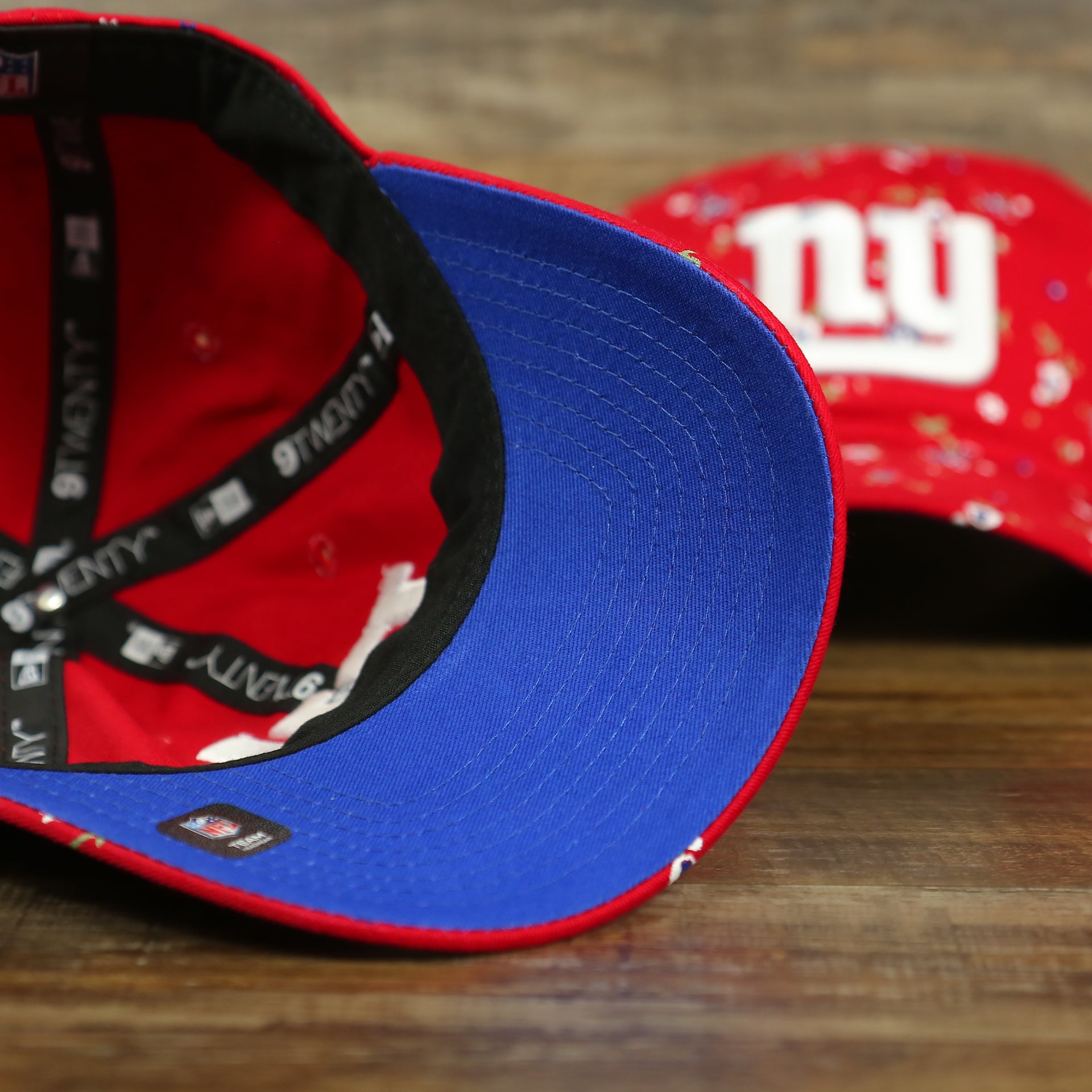 blue undervisor on the New York Giants Ladies Floral Bloom Micro Flower Pattern 9Twenty Dad Hat | Womens Floral Giants Hat