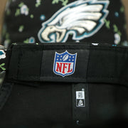 NFL label on the Philadelphia Eagles Ladies Floral Bloom Micro Flower Pattern 9Twenty Dad Hat | Womens Floral Eagles Hat