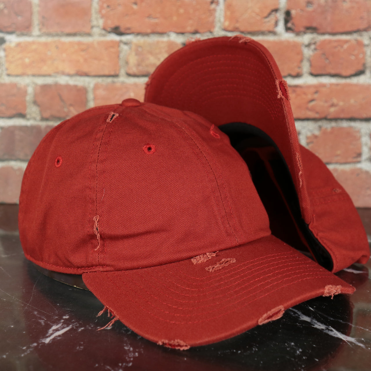Rust Low Crown Distressed Adjustable Blank Baseball hat | Orange Dad Hat
