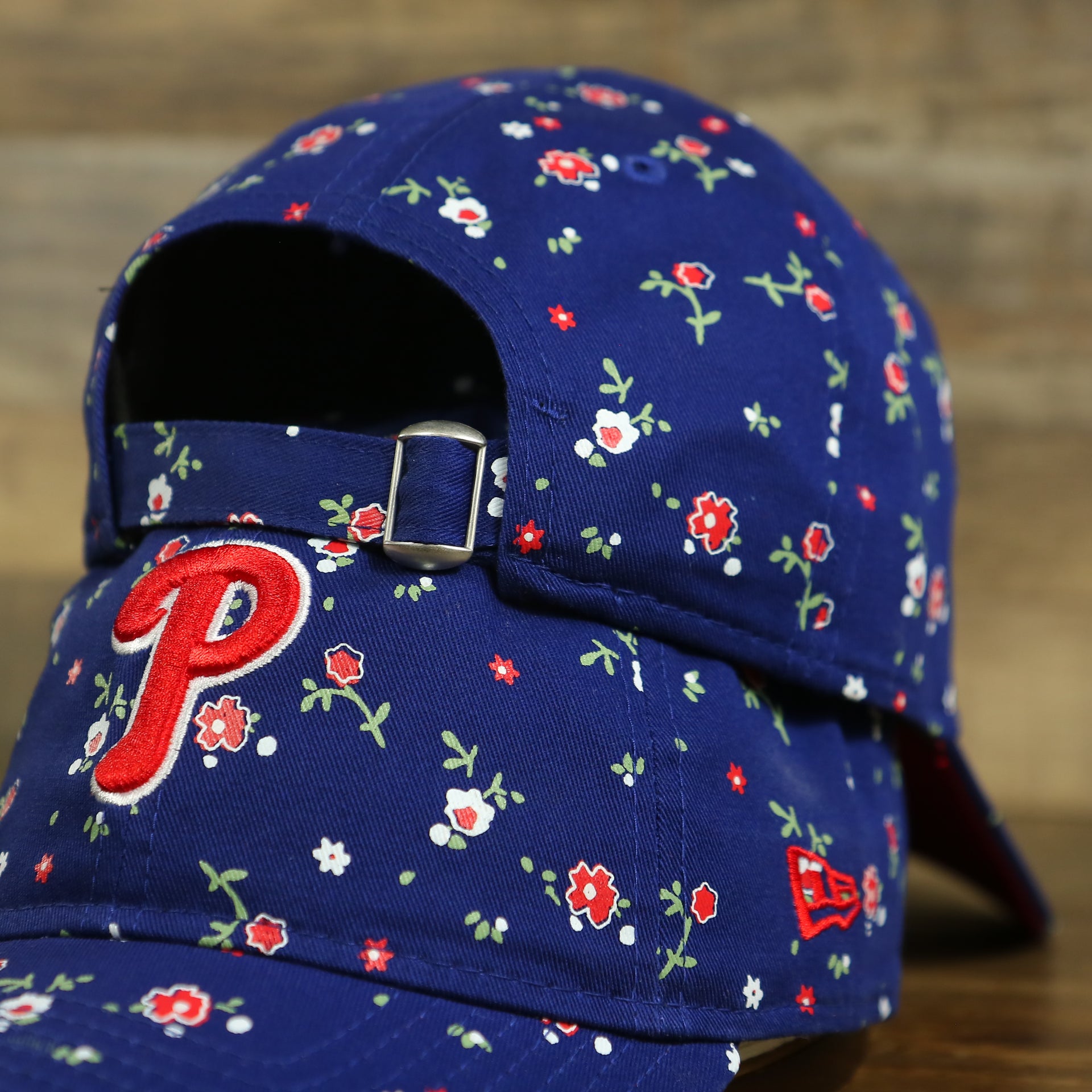 micro flower pattern on the Philadelphia Phillies Ladies Floral Bloom Micro Flower Pattern 9Twenty Dad Hat | Womens Floral Phillies Hat