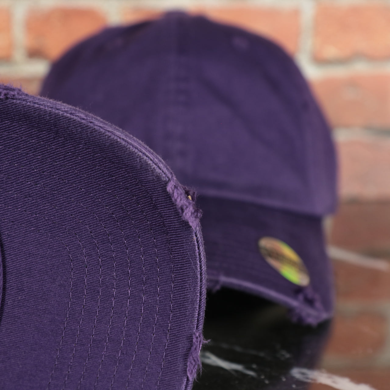 Plain Purple Distressed Dad Hat | Logo-Free Unmarked Vintage Distressed Purple Baseball Cap for Embroidery
