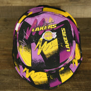 top side of the Los Angeles Lakers 90s Inspired NBA Hyper Mitchell and Ness Reversible Bucket Hat