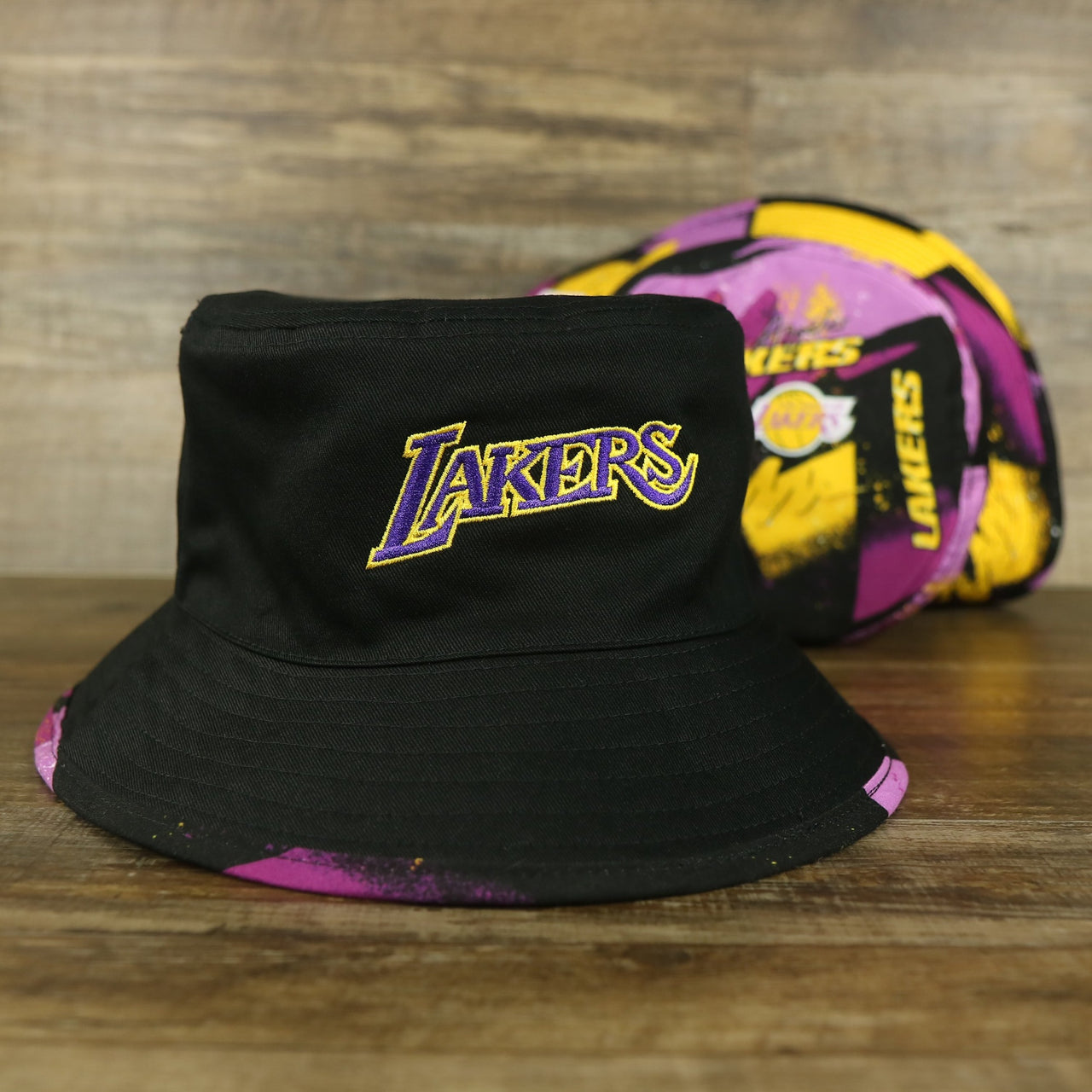 Los Angeles Lakers 90s Inspired NBA Hyper Mitchell and Ness Reversible Bucket Hat