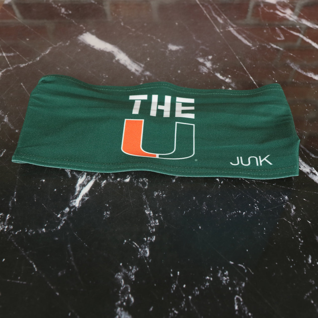 University of Miami The U Moisture Wicking UPF 50+ Green Headband | Officially Licensed Junk Brands