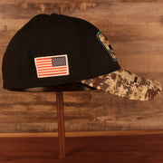 Wearer's right of the Philadelphia Eagles 2021 Salute To Service On Field Sideline 39Thirty Stretch Fit Hat