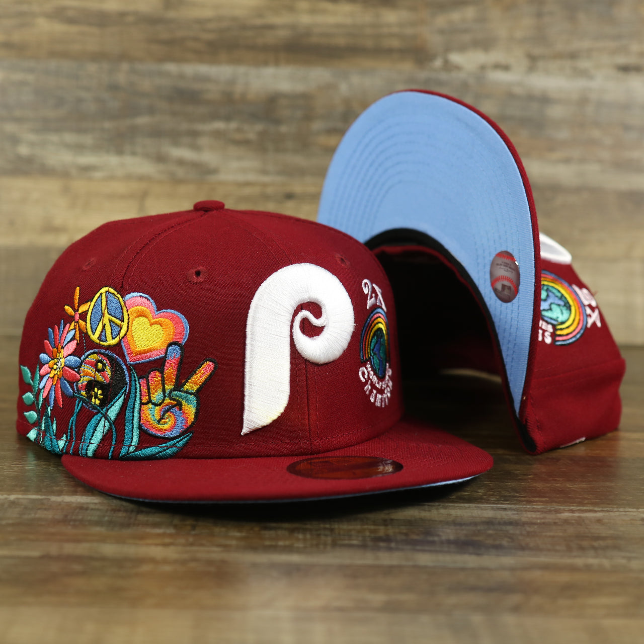 Philadelphia Phillies Cooperstown Groovy World Series Champions Patch 59Fifty Fitted Cap | New Era Groovy Side Patch 5950