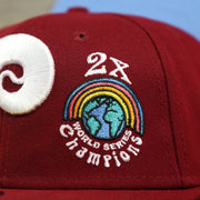 world series champions patch on the Philadelphia Phillies Cooperstown Groovy World Series Champions Patch 59Fifty Fitted Cap | New Era Groovy Side Patch 5950