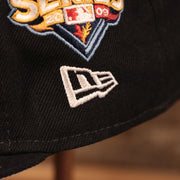 A close up of the New Era flag embroidered on the wearer's left side of the New York Yankees Derek Jeter All Over World Series Side Patch 59Fifty Fitted Cap