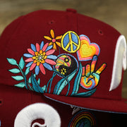 Groovy 60s inspired side patch on the Philadelphia Phillies Cooperstown Groovy World Series Champions Patch 59Fifty Fitted Cap | New Era Groovy Side Patch 5950
